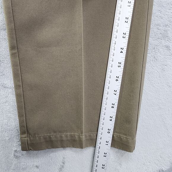 Haggar Pants Mens 36 X 32 Brown Flat Front Straight Fit No Iron Cotton Khakis - Picture 11 of 13